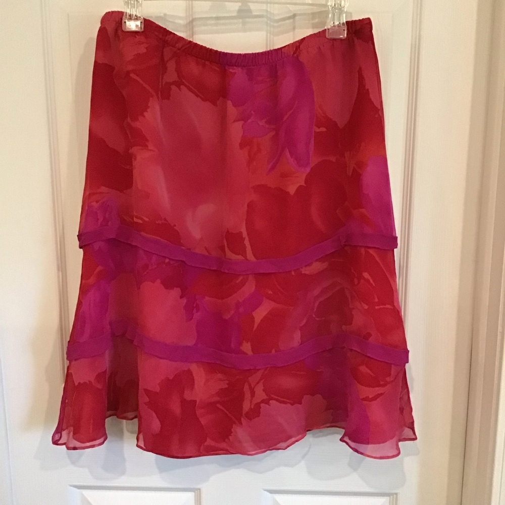 Coldwater Creek Elegant Red and Pink Layered Skirt